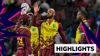 West Indies players celebrate a wicket during their win over USA