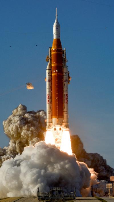 Artemis II blasting off from Earth