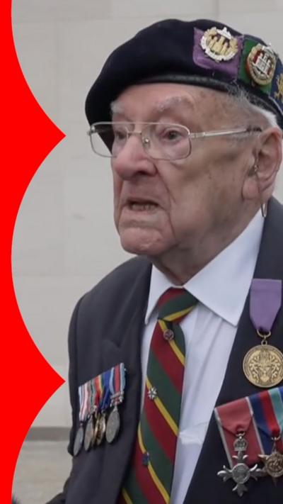 Kenneth Hay wearing his medals and beret 