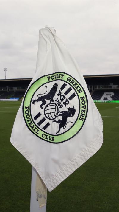 Forest Green Rovers flag blowing in the wind.