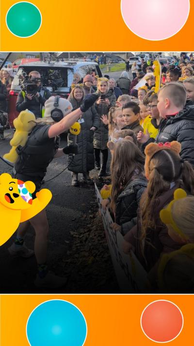 Cockfield Primary School surprise Sara Cox with a singalong.