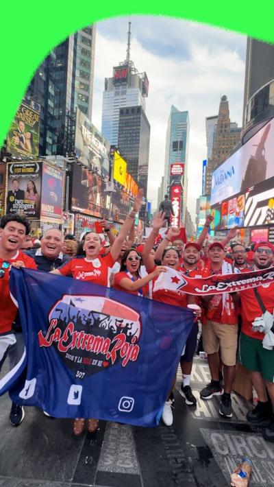 Panama fans in Times Square ahead of their final group game against England in the 2026 World Cup 