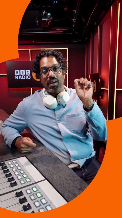 Romesh Ranganathan in the Radio 2 studio