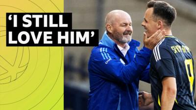 Scotland head coach Steve Clarke and Lawrence Shankland