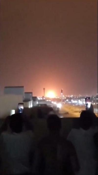 An explosion on Riyadh's skyline, at night