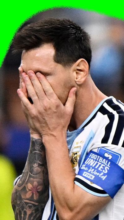 Lionel Messi has his head in his hands in reaction to missing a penalty for Argentina against Austria in the 2026 World Cup