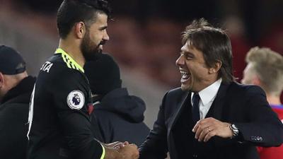 Chelsea's Diego Costa and Antonio Conte