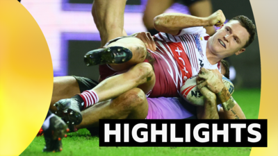 Jai Field celebrates scoring Wigan's fourth try against Hull FC