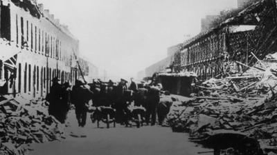 A street destroyed in the Belfast Blitz