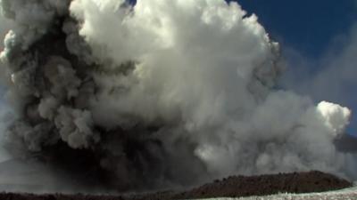 A BBC film crew experienced an eruption close-up when they were caught on Mount Etna