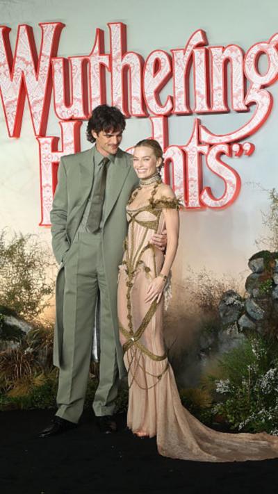 Jacob Elordi and Margot Robbie at the UK premiere of Wuthering Height.