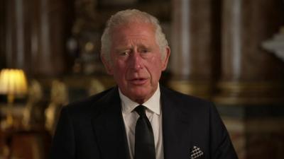 King Charles III speaking from Buckingham Palace