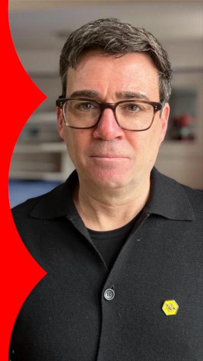 Mayor of Greater Manchester, Andy Burnham wearing a black top.
