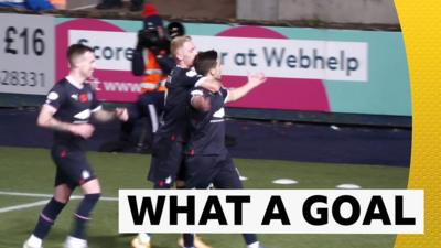 Leon McCann celebrates scoring for Falkirk against Edinburgh