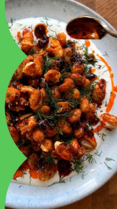 Crispy butter beans with whipped feta