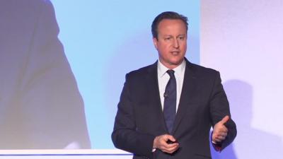 David Cameron addressing party activists in London