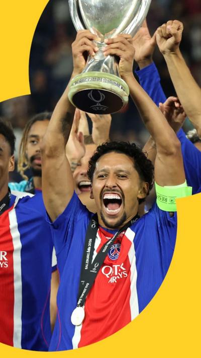 Marquinhos lifting the super cup