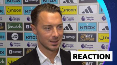 Newcastle manager Matthias Jaissle during his post-match interview