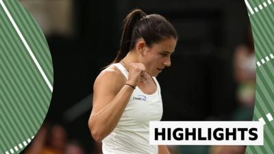 Emma Navarro celebrates beating Coco Gauff