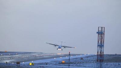 Aircraft landing at Leeds Bradford Airport