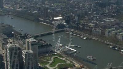 London Eye from a helicopter