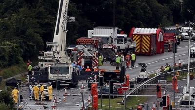 Emergency teams at crash site