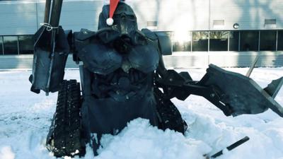 Sir Killalot shovelling snow