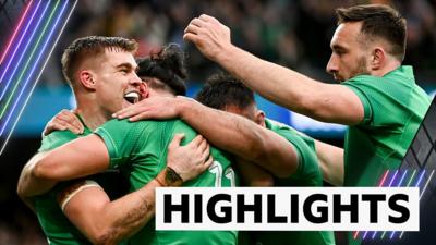 Ireland celebrate as a team after scoring