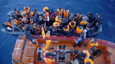 Refugees rescued off the coast of Turkey