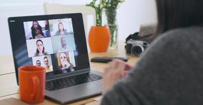 A person on a video conference call