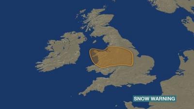 Map of area with Sunday's snow warning