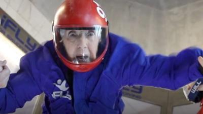 Eva Lewis decided the best way to celebrate her 102nd birthday was with an indoor skydive.