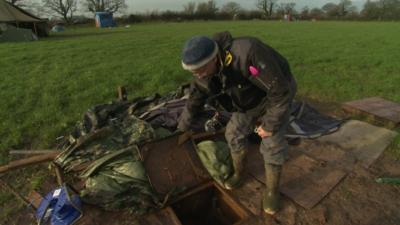 Anti-fracking camp tunnels