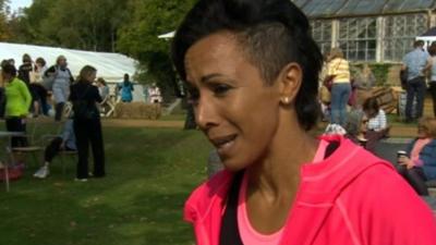 Olympic athlete Kelly Holmes speaks to the BBC