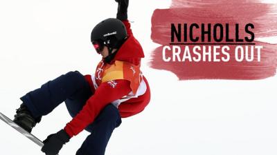 Jamie Nicholls crashes out in second slopestyle qualification run