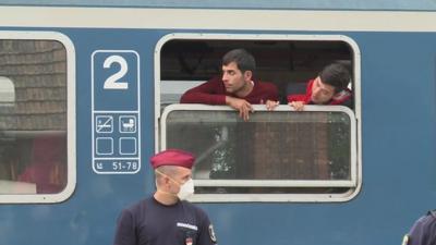 Migrants peacefully aboard train in Magyarbóly