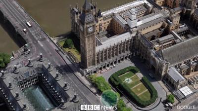 Aerial view of Westminster, where the attack took place