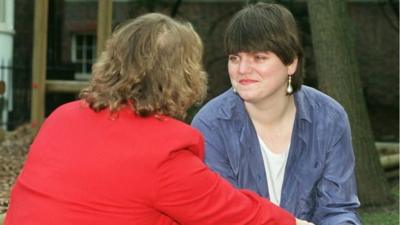 Jill Saward comforting a mother of rape victim