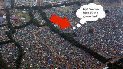 An aerial view of the crowd at Glastonbury