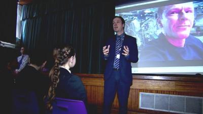 Pupils watch video of Tim Peake