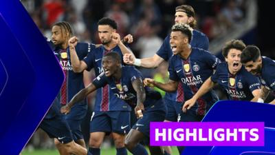 PSG players celebrate winning the Champions League