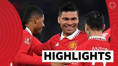 Marcus Rashford, Casemiro and Antony celebrate Casemiro's goal - Man Utd win 3-1