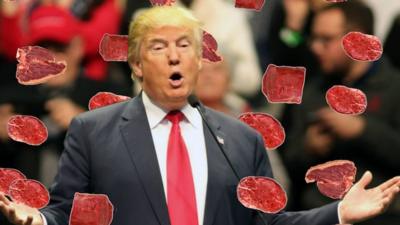 Donald Trump and falling steaks