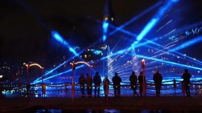 Art installations benefit from the dark winter skies in Denmark.