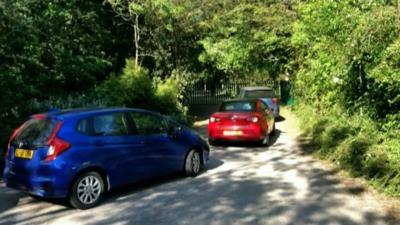 Cars parked outside a garden centres