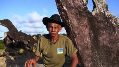 Man and stone circle