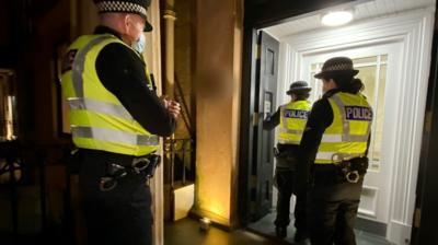 A BBC team spent a night alongside police as they responded to reports of illegal lockdown gatherings.