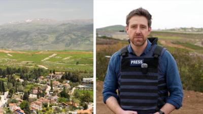 Nick Beake in a press vest split screen with Metula