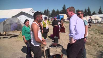 Tim Farron at refugee camp