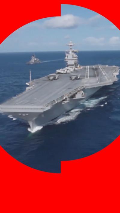 Image of the USS Gerald R Ford on the sea.
